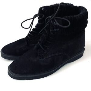 Vince Hayes Shearling combat boots lace-up black boots size 9.5